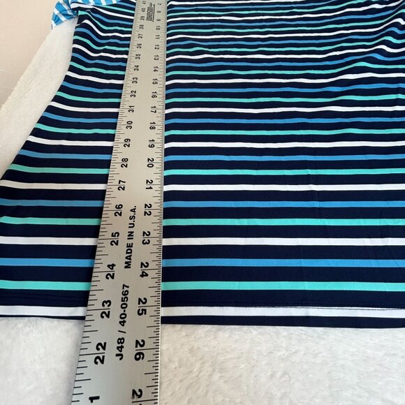Lands' End Womens Striped Long-Sleeve Rash Guard Swim Shirt Large 14-16 Blue - Picture 7 of 7